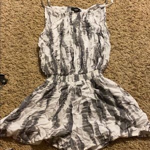 grey and white tie dye romper
